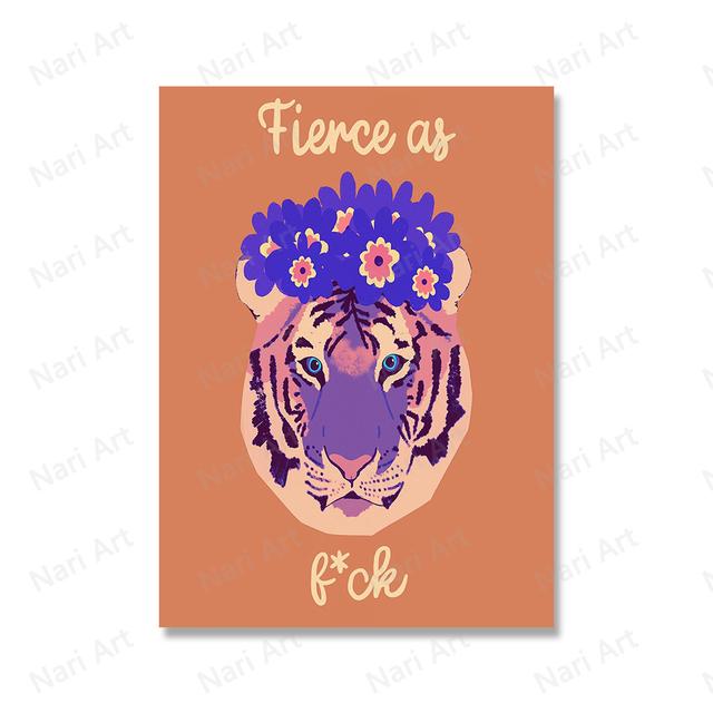 Flower Girl Abstract Leopard Feminist Wall Art Canvas Painting Printing Nordic Poster Booties But