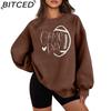 BITCED Relaxed Fit Letter Print O-Neck Sweatshirt