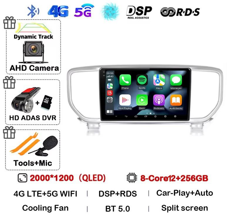 Android 13 Auto Carplay WIFI+4G For Kia Sportage 4 QL 2018 2019 2020-2025 Car Radio Multimedia Video Player Stereo 360 Camera BT