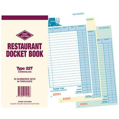 Livre de commandes restaurant en triple exemplaire autocopiant Zions (ligne 22)