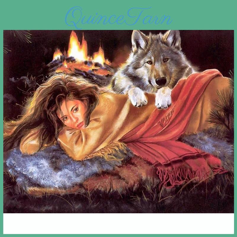 5d Diy Painting Girl Diamond And Gray Wolf Cross Stitch Kit Mosaic Diamond Embroidery Rose Full Roundsquare Drill Home Decoration