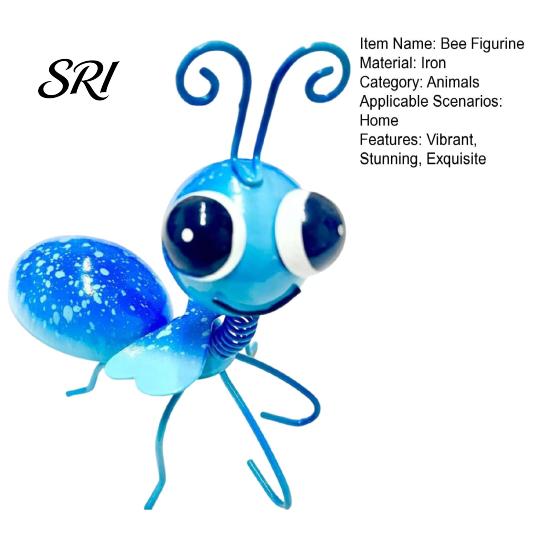 Outdoor Bee Ornament Metal Garden Statue Small Cute Bumble Sculpture Outside Fence Insect Figurine Lawn Yard Art for Backyard Table Wall Decor Display