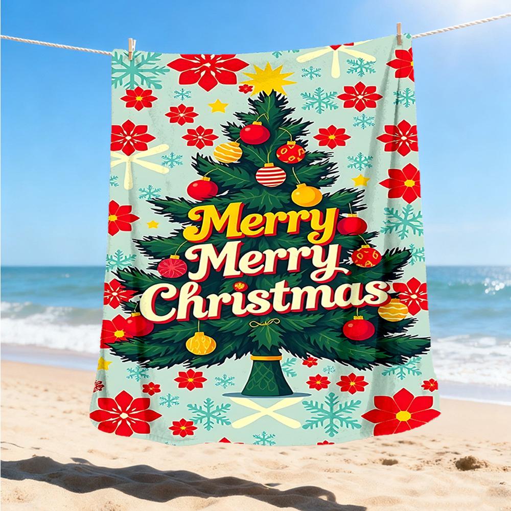 1pc Christmas Tree Decorations Outdoor Flannel Blanket , Machine Washable Perfect Gift for Birthday , Holiday Travel Accessory , Durable Material