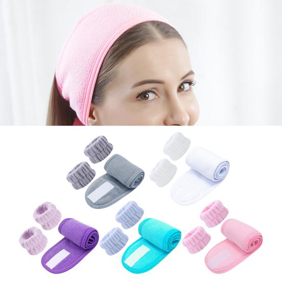 

Yousheng 1 Set Headband Wristband Set Strong Water Absorption Anti-slip Moisture-proof Washing Face SPA Wrist Washband Headband Hair Accessories