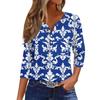 Damska Codzienna Modna Dekolt V Luźna Wszechstronna Kwiatowy Wzór Rękawy Trzyczwarte