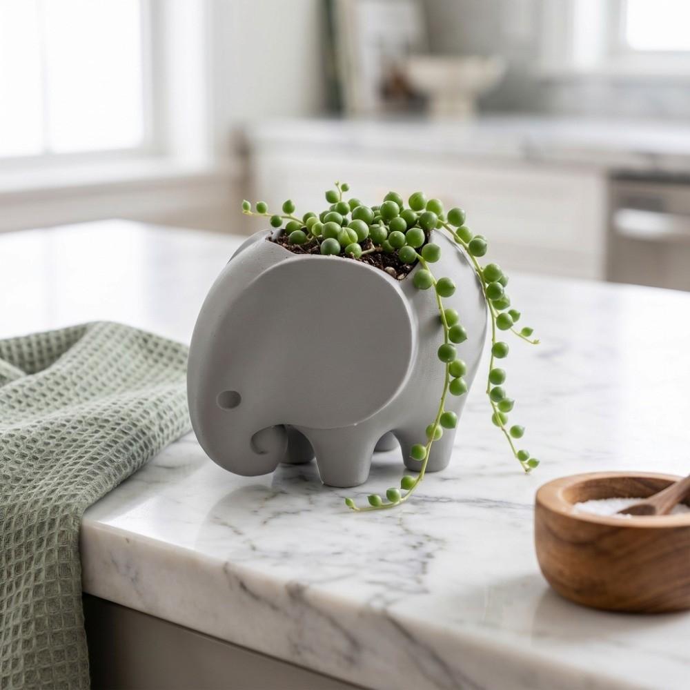 Succulent Planter 3D Printed Elephant Flowerpot Plastic Small Cactus Plant Holder  Home Office