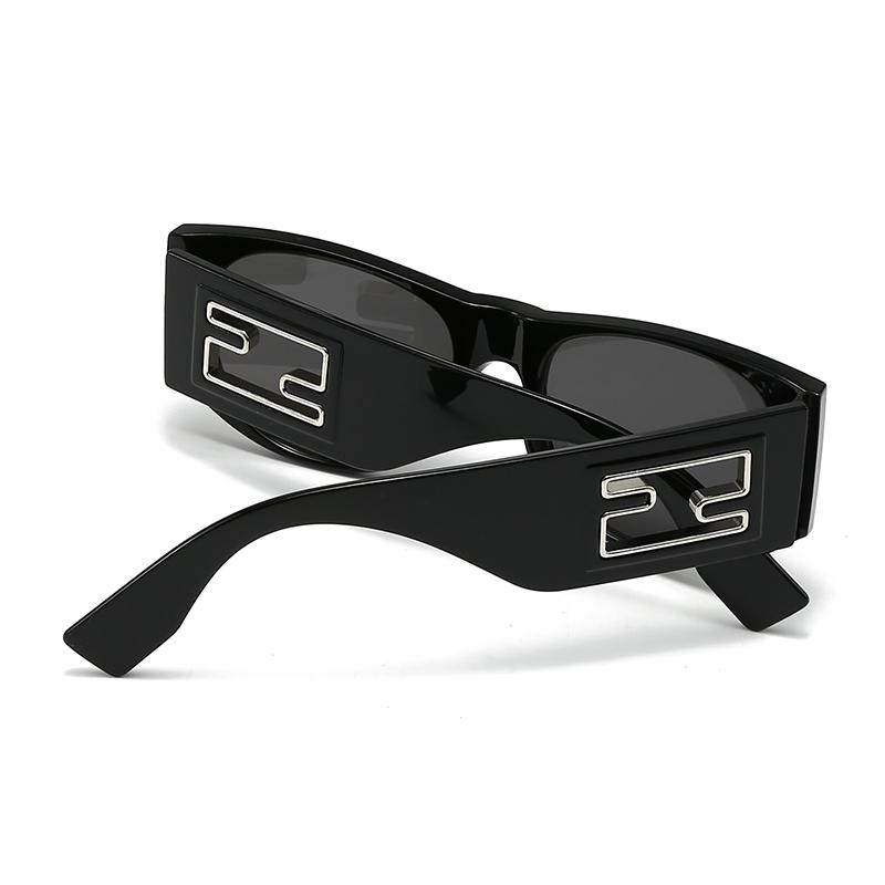  New Modern Retro Large Square Frame Metal Accessories Sunglasses 9217