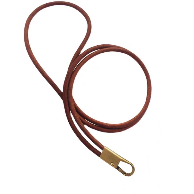 Vintage Cowhide Rope Keychain: Durable Anti-Lost Phone & ID Neck Lanyard with Spring Ring.