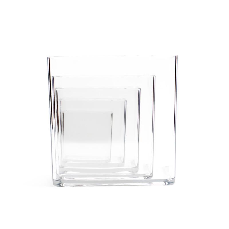 Square Acrylic Flower Box Clear Vase Flowers Green Plants Flower Arrangement Hydroponic Container Square Box Floral Material
