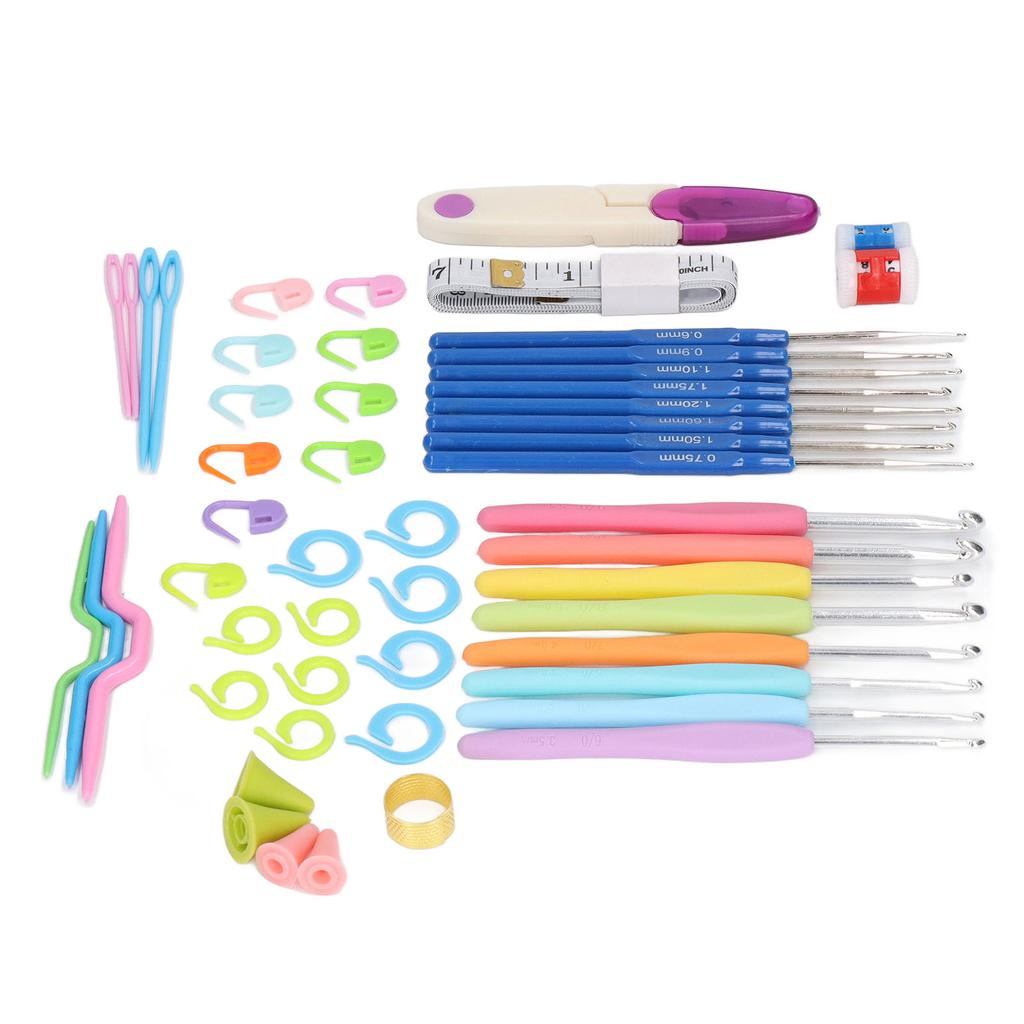 Crochet Hook Set 16Pcs Hooks Stainless Steel Plastic Handle Easy Operation Crochet Needle Set for