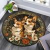 Corgis Round Area Rug,Carpet Rug for Living Room Bedroom Sofa Playroom Decor,Non-slip Floor Mat