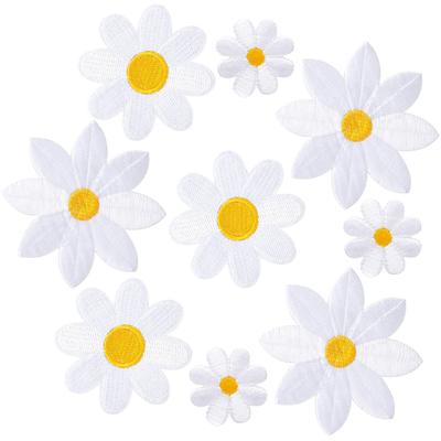 Diy Handmade Small Daisy Embroidery Cloth Sticker White Flower Computer Embroidery Label Daisy Bag Decoration Patch Sticker Ironing