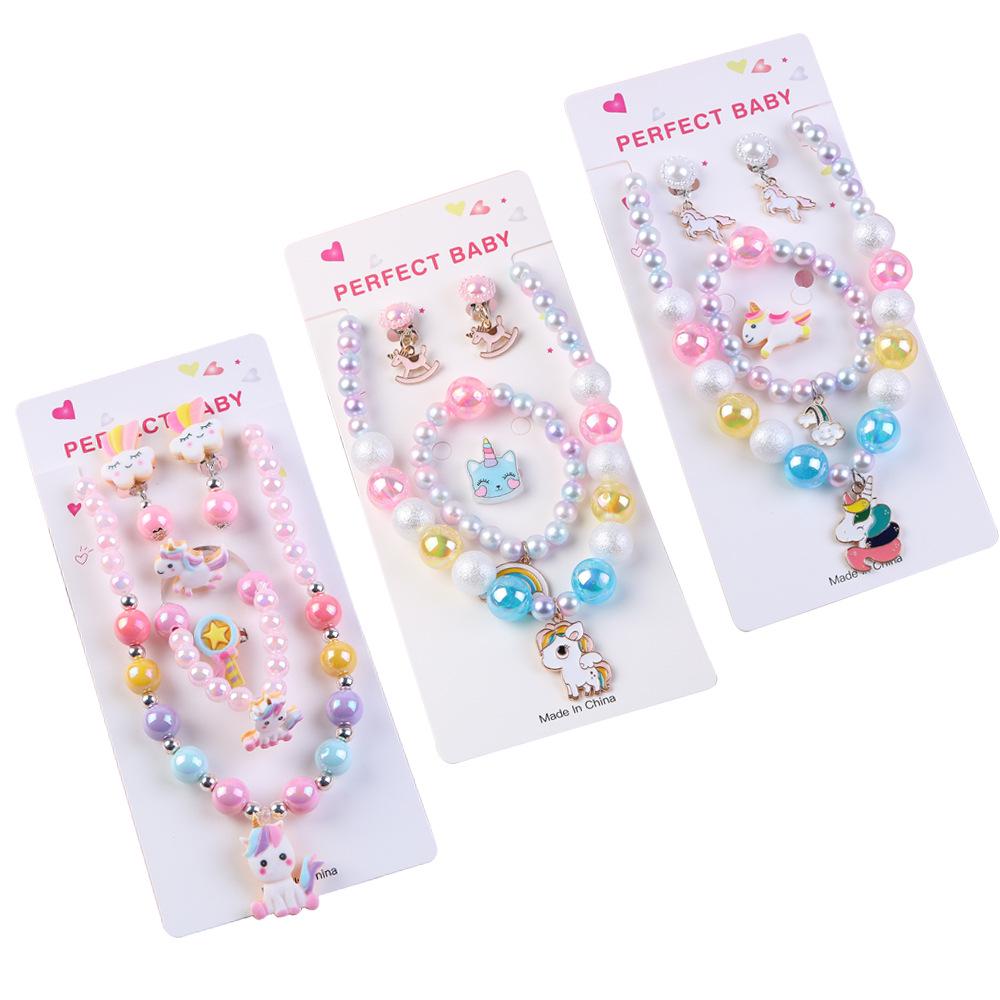 Children's Unicorn Beaded Necklace & Ring Set - DIY Jewelry for Girls