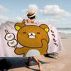 Manta de Microfibra Kawaii Oso Rilakkuma Secado Rápido Toallas de Playa Impresión Oversize Super Absorbente Manta Toalla de Piscina