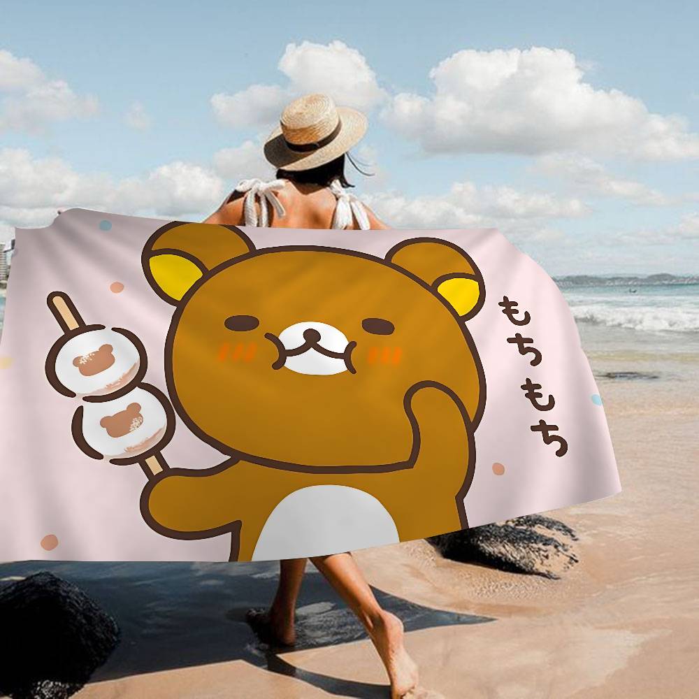 Manta de Microfibra Kawaii Oso Rilakkuma Secado Rápido Toallas de Playa Impresión Oversize Super Absorbente Manta Toalla de Piscina