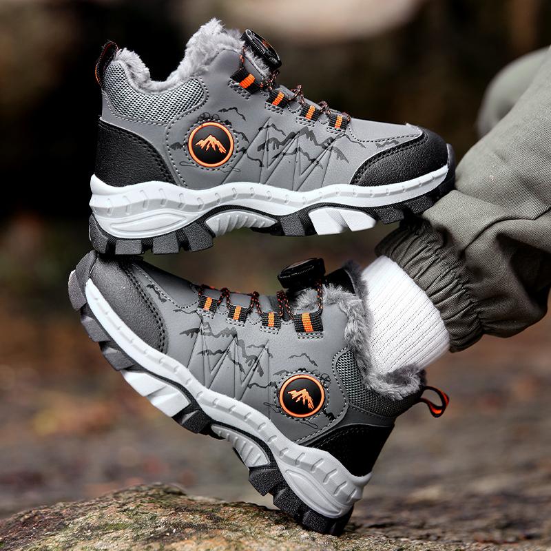 Winter Children Anti Slip Wear Resistant Velvet Warm Outdoor Hiking Shoes Cotton Shoes Snow Boots Sports Leisure Shoes Boys Girls Snow Boots