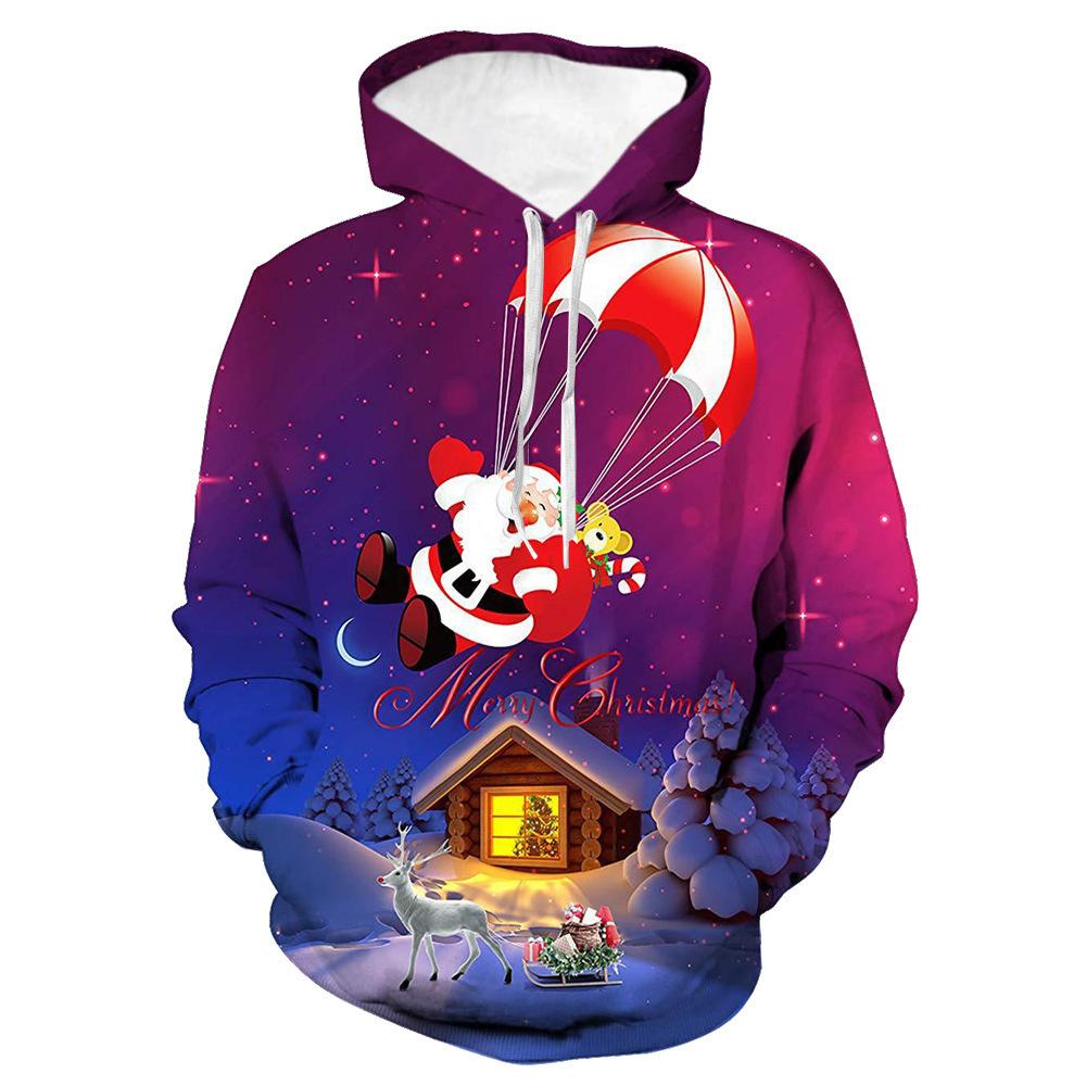 Spring Autumn Men's Hoodies Christmas Series 3D Printed Sweatshirt Long Sleeve Pullover Loose Comfortable Casual Couple Hoodie