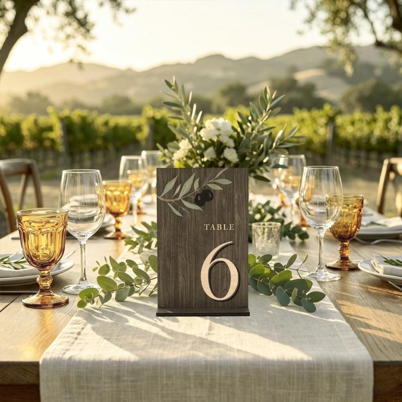 QX2E Stylish Wedding Table Number Pine Table Marker With Delicate Sages For Wedding Anniversary Or Gathering
