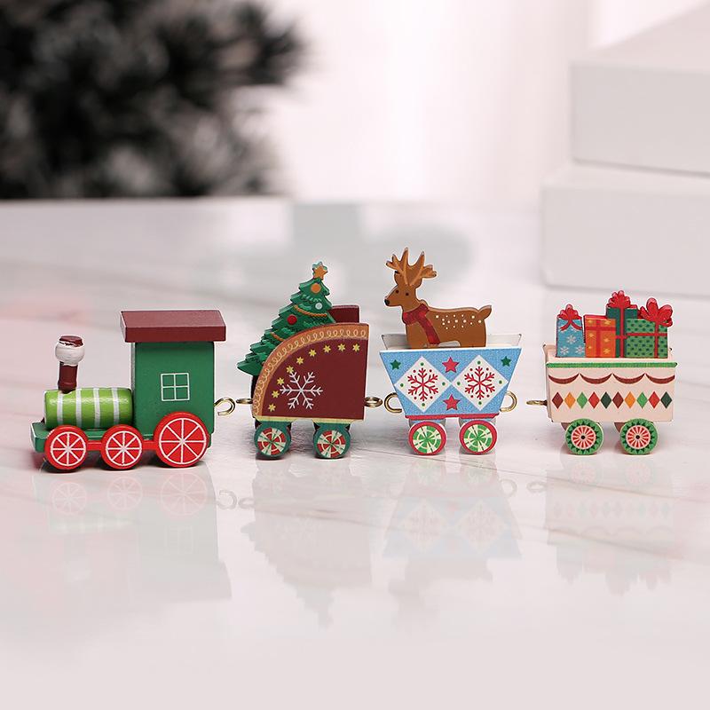 Merry Christmas Ornament Wooden Train Christmas Home Decoration Xmas Gifts Natal Navidad New Year Decorate