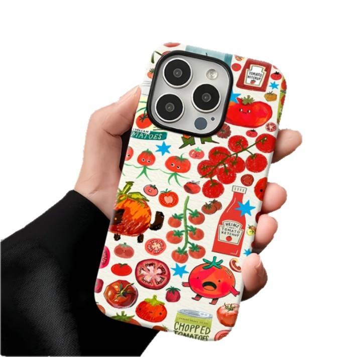 Tomatenparty für Apple 17promax Cartoon Niedlich für IPhone16pro Kamerapaket 15 Neue Modelle