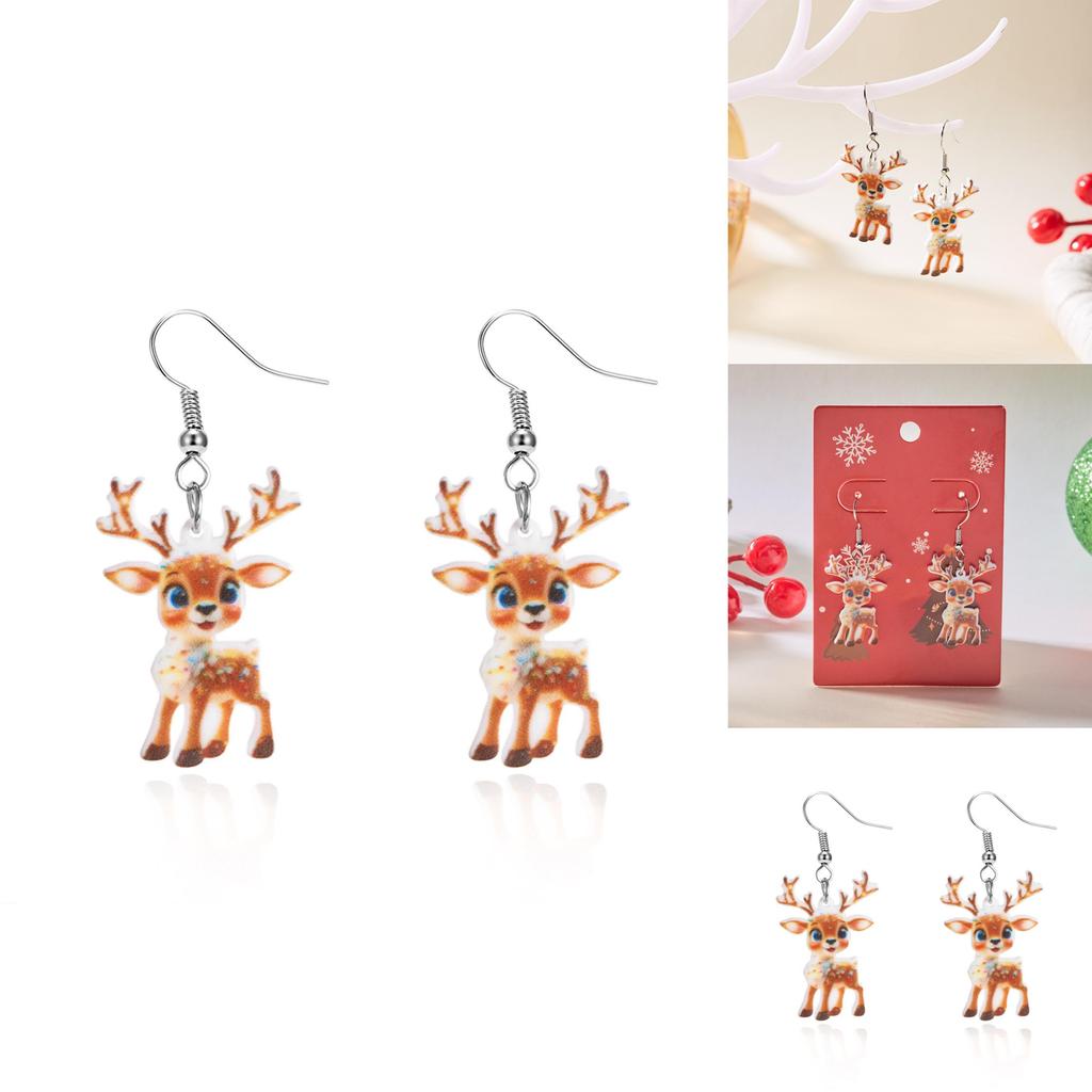 Holiday Themed Acrylic Ear Jewelry With Electroplated Finish For Winter Celebrations