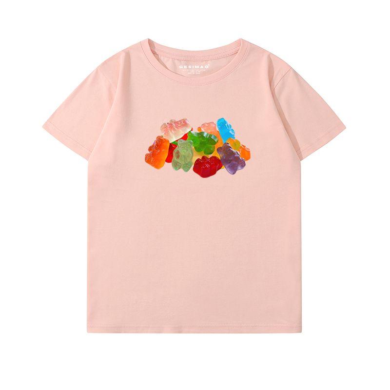 Women's Cotton T-shirt Gummy Bears Graphic Fashion Streetwear Shirt  Autumn and Winter Innerwear Comfortable  kawaii