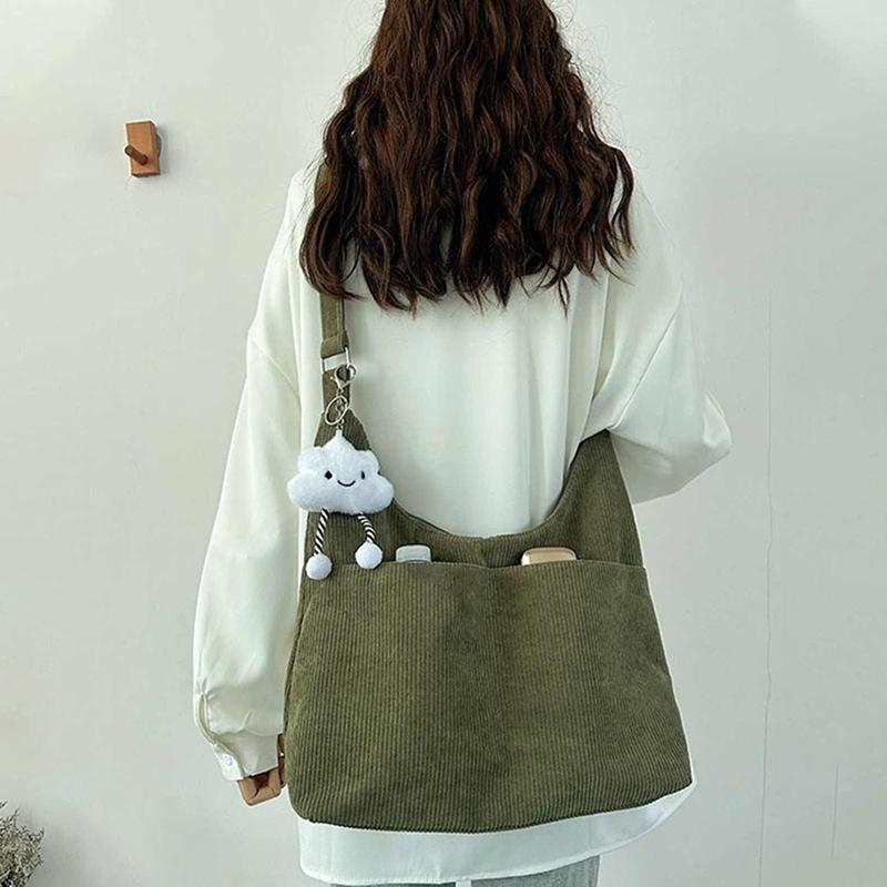 Tote Bag Velvet Large Capacity Shoulder Commuter Student Messenger Bag Slack Cloth Bag Luggage