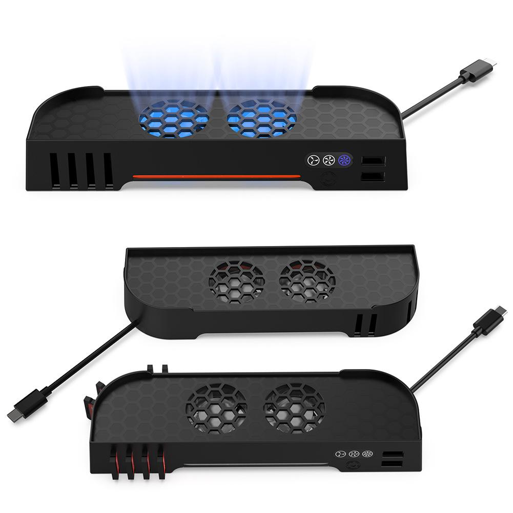 Cooling Fan 3 Speed Dual-Fan Cooling Base Multifunctional Ventilation Fan with 8 Game Card Slots for Switch 2 Console