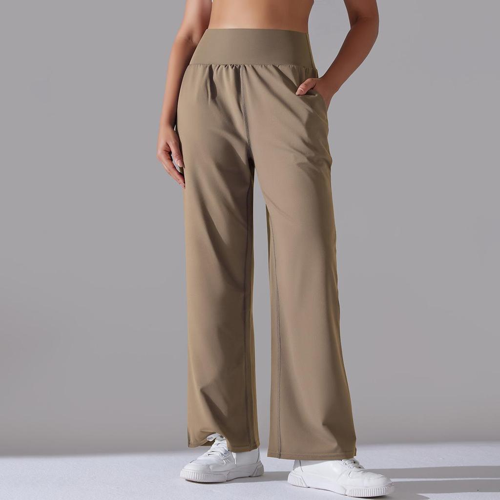 New nude polished high waist yoga sports wide leg pants show high loose casual breathable yoga pants women