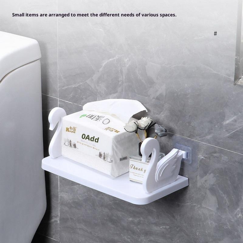 Kreatives Kunststoff Schwan Regal Selbstklebend Weiß/Grau Schweberegal Ohne Bohren Wandmontiert Badezimmer Ablageregal Küche