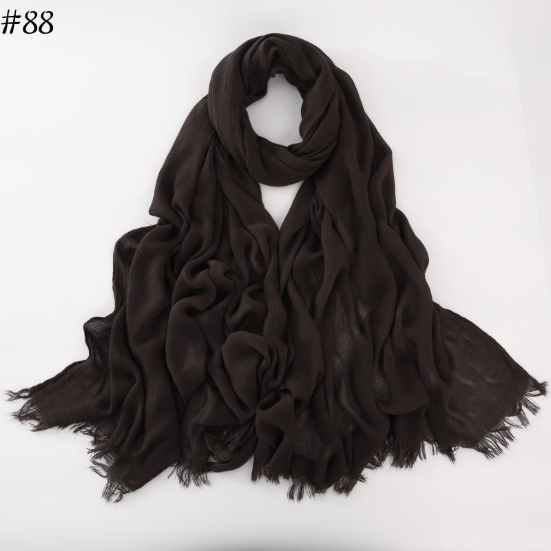 95 Colors Soft Cotton Viscose Scarf Rayon Material Muslim Hijab Mid Eastern Plain Solid Color Headscarf With Tassel