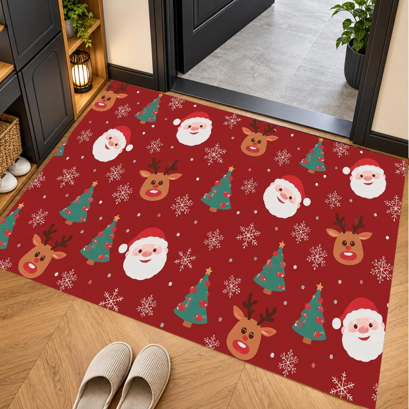 Christmas Theme Floor Carpet, Soft Area Rug, Xmas Indoor Home Holiday Decoration