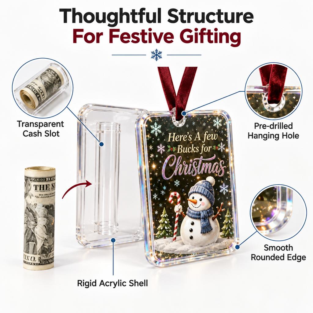 Snowman Christmas Cash Holder Hanging Ornament