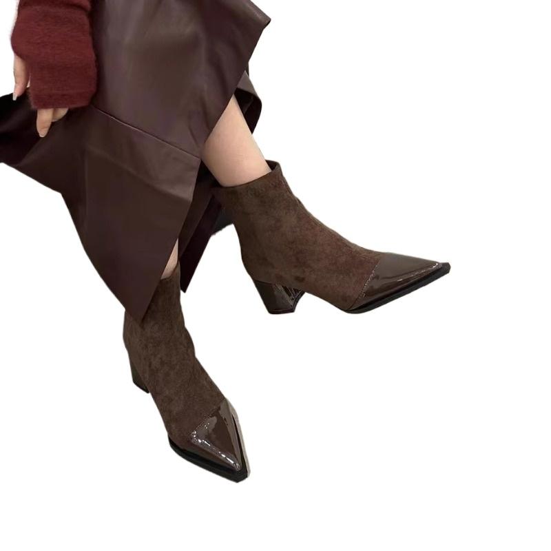 

Обувь для женщин, женские сапоги с застежкой-молнией сзади, модные, с леопардовым принтом, для офиса и карьеры, сексуальные, с острым носком, ботильоны 40 коричневый