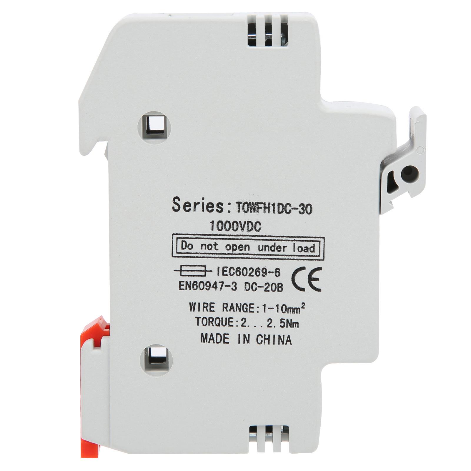 

Fuse Holder Base DIN Rail Mount Power Distribution Control Equipment TOWFH1DC 1000VDC 1P10A