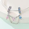 S925 Silver Adjustable Safety Chain DIY Bracelet Accessories with Butterfly Flower Charms for Handmade Jewelry Making