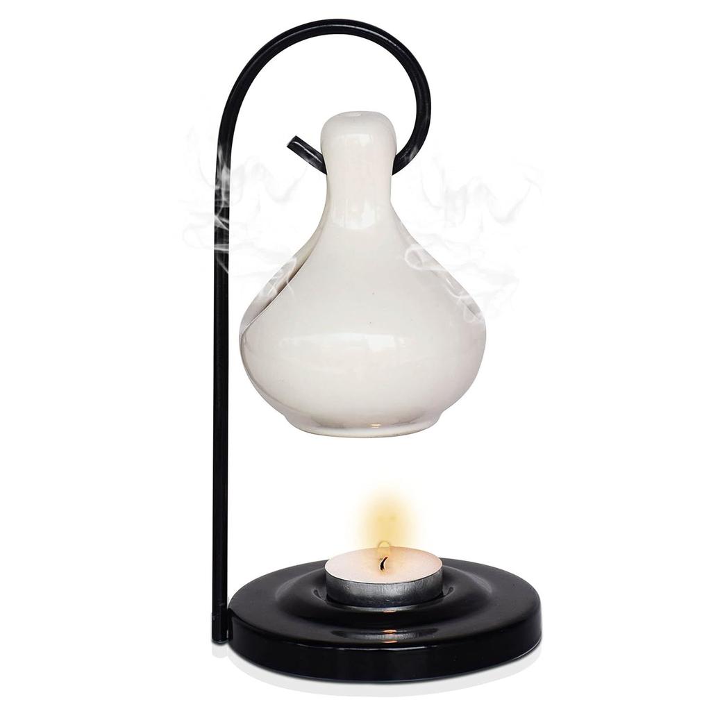 Ceramic Aroma Oil Diffuser Hanging Burner for Home Fragrance Decoration and Gifting, 4 x 8 Inch (Hanging - Off-White)
