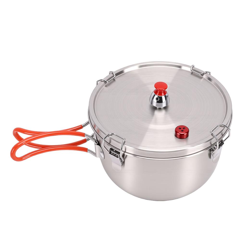 Camping Pressure Pot Stainless Steels Stove Pressure Cooker Outdoor Cookware for Backpacking Hiking Traveling 2500ML
