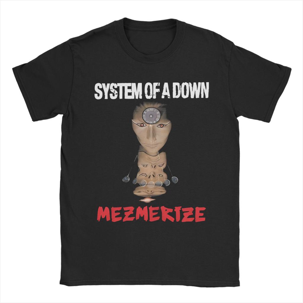 Mens TShirts System of a Down Band Mesmerize Unique Pure Cotton Tee Shirt Short Sleeve  T Shirts Crew Neck Clothing Adult