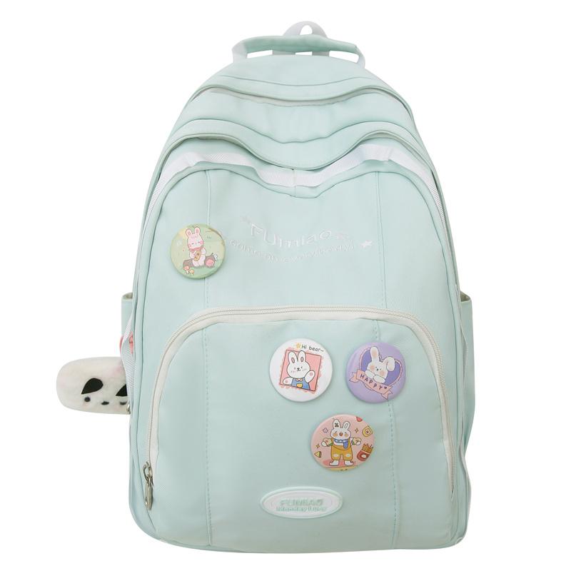 Color Block Backpack Female Junior High School Student Backpack Large Capacity Schoolbag Student Travel Bag