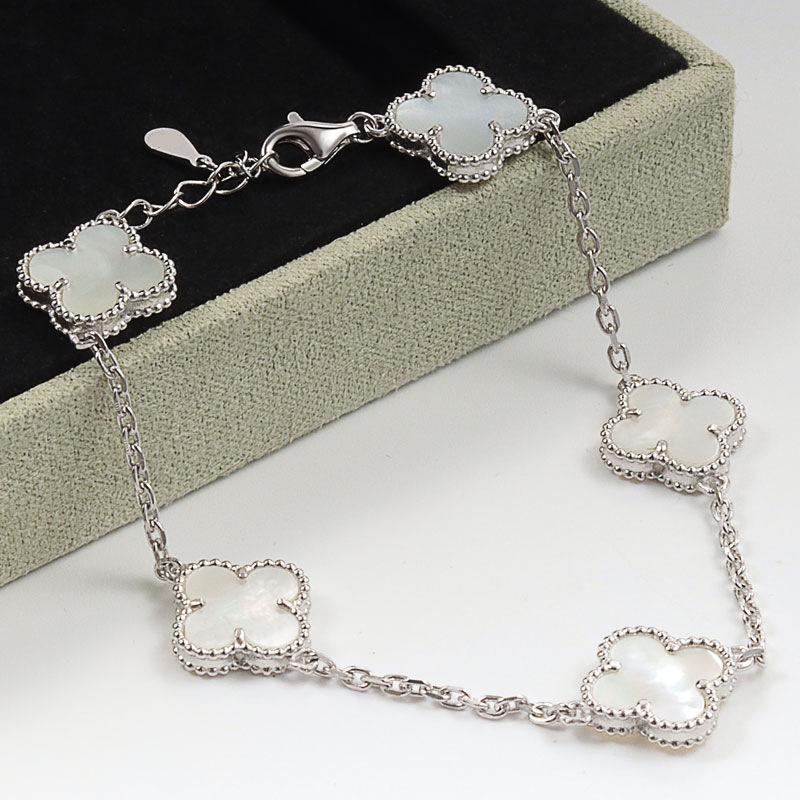 

Браслет «Счастливый пятицветный четырехлистный клевер» для мужчин и женщин, 18K, агат, перламутр, Seiko, высококачественный браслет