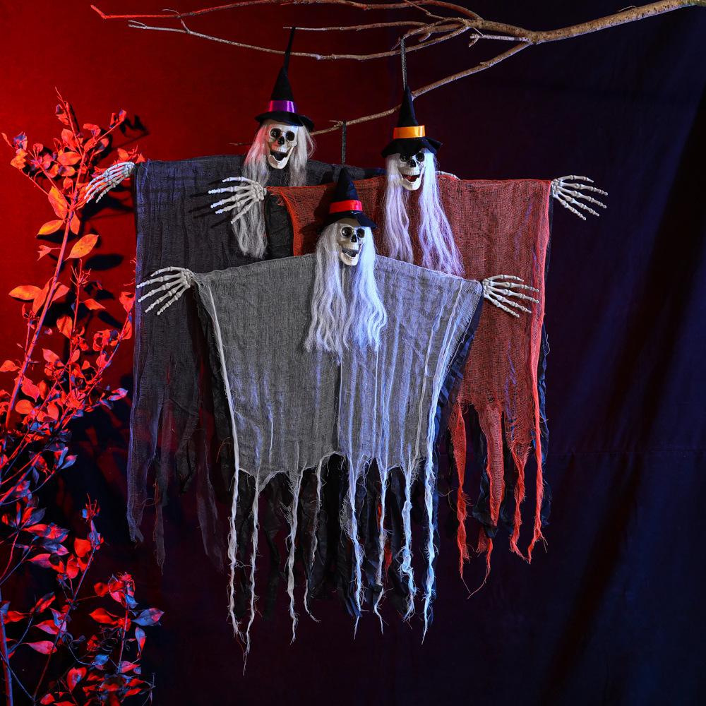Halloween Hanging Skeleton Ghost Gauze Ornament for Outdoor Decoration