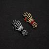 Skeleton Hand Rhinestone Brooch - Exaggerated Retro Punk Lapel Pin