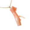 Undyed Pink Garnet Coral Branch Pendant Necklace.