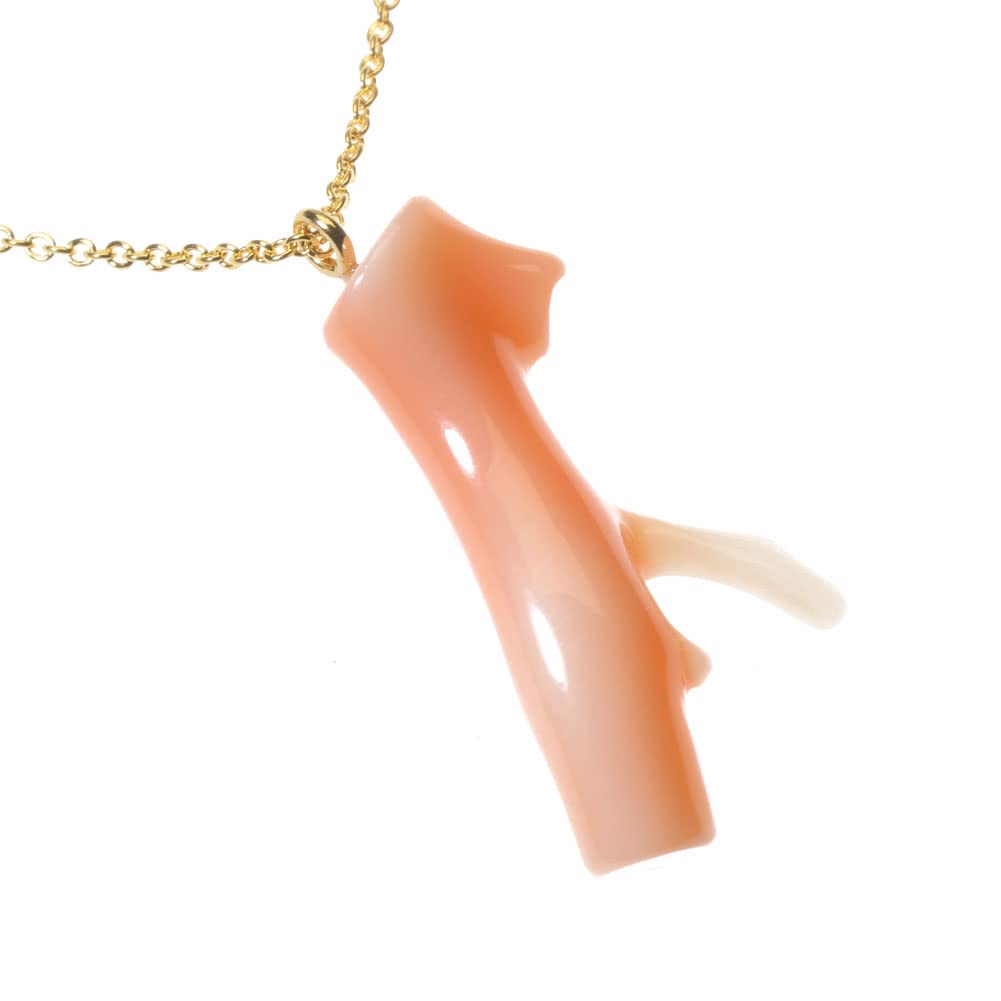 Undyed pink garnet coral branch pendant necklace.