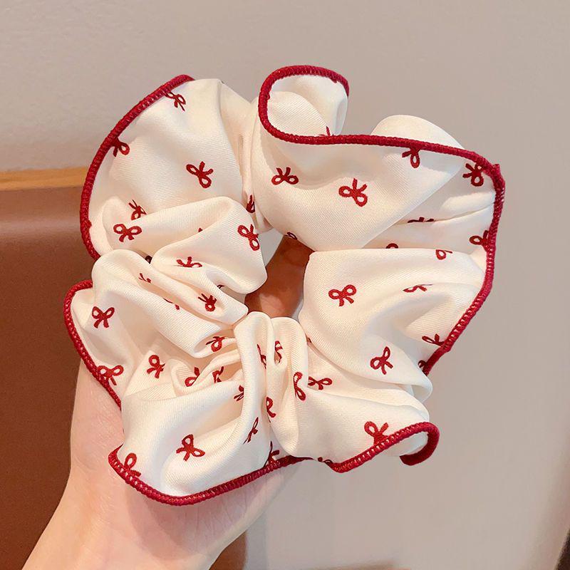 Red Sweet Polka Dot High Elasticity Scrunchie – Gentle Hair Tie for Students