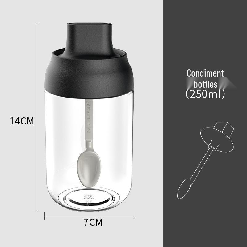 Moisture-Proof Glass Seasoning Bottle Set with Spoon Lid and Oil Brush