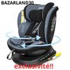 BAZARLAND30. Fotelik samochodowy 360° obrotowy ISOFIX 40-150 cm, od urodzenia do 12 lat (0-36 kg), ECE R129