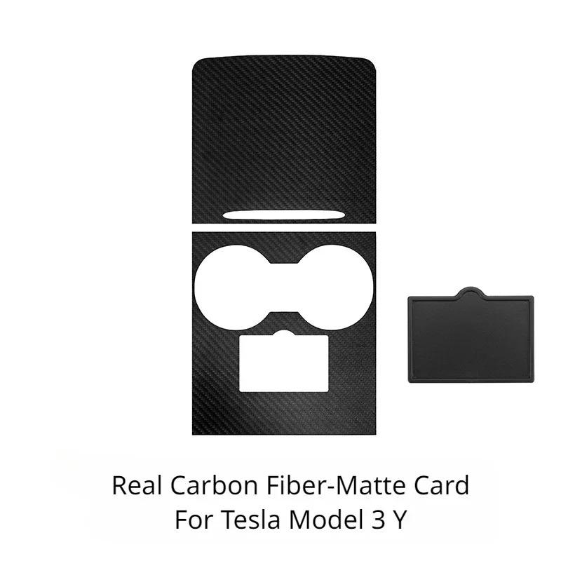 Center Console Cover For Tesla Model 3 Y 2021-2023 100% Real Carbon Fiber Armrest Protection Panel Trim Car Interior Accessories