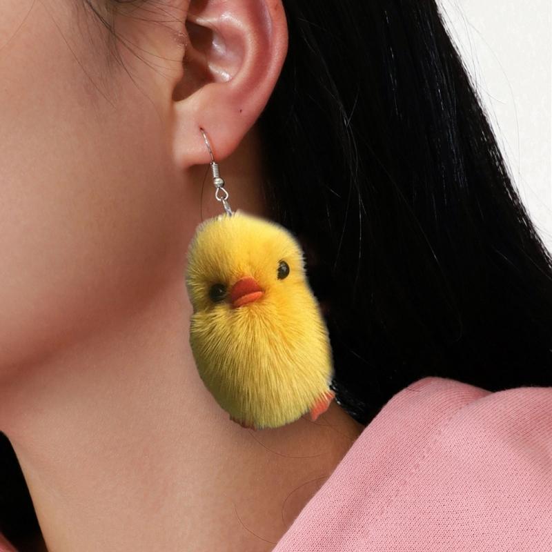 Lovely Dangle Earrings Sweet Cute Yellow Duck Pendant Drop Earrings Statement Jewelry Fashion Small Hoop Earrings
